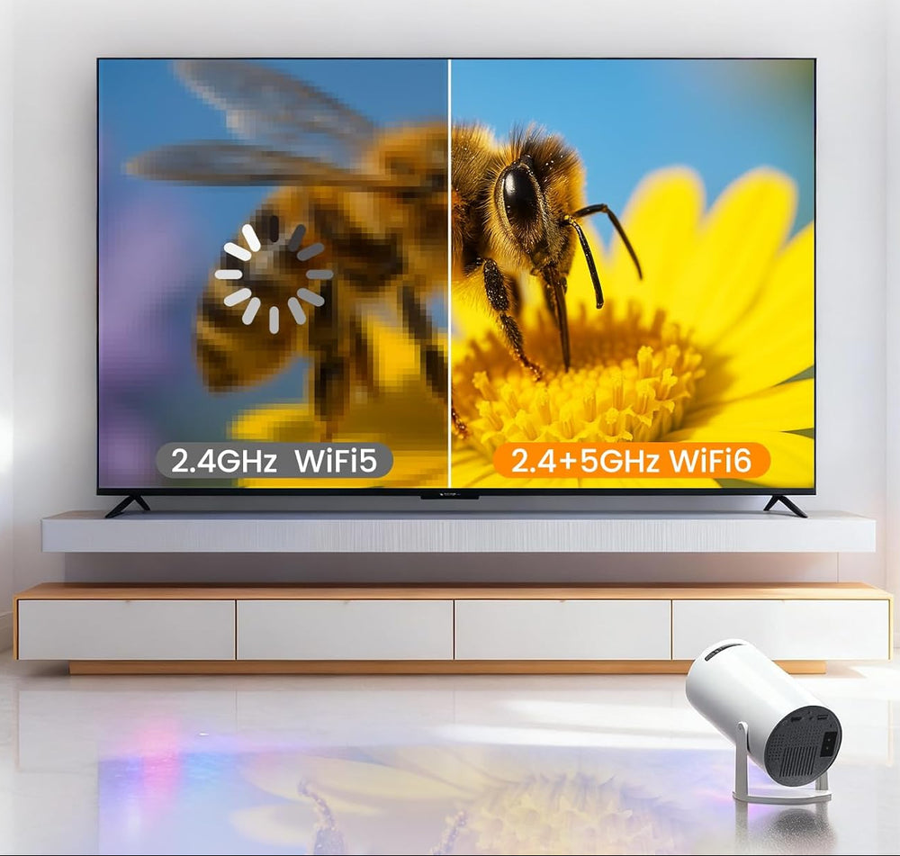 Projector with Wifi and Bluetooth, Mini Projector, 4K Support Android 11.0 Portable Movie Projector, 270° Rotation Automatic Vertical Keystone Correction, Compatible with Iphone/Tv Stick/Hdmi/Usb